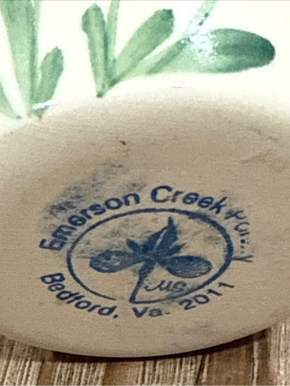 Emerson Creek Pottery Wildflower 3pc Sugar Creamer Set 2011 Bedford VA Handmade
